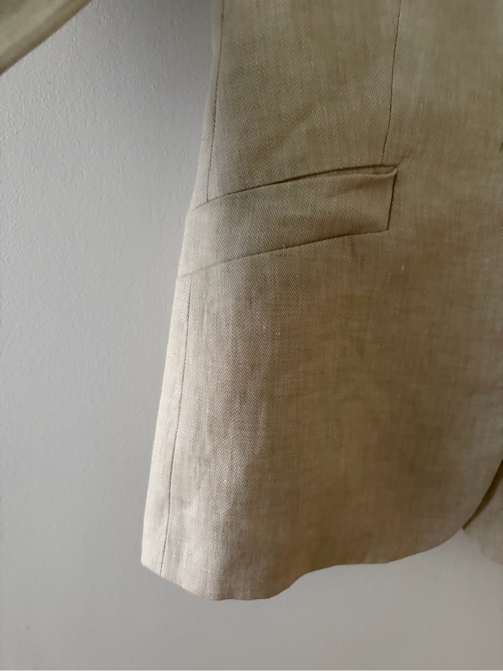 Massimo Dutti Size 2 Beige 100% Linen Blazer Single Button Striped Lining - Picture 7 of 13